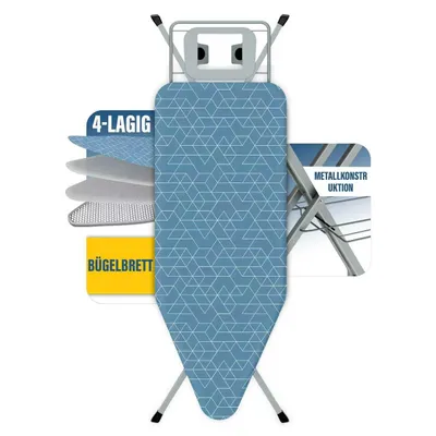 Produktbild von STANEW XXL Bügelbrett 120 x 45 cm – Klappbarer & höhenverstellbarer Bügeltisch mit Sicherheitsschließsystem, Eisenablage und rutschfesten Füßen