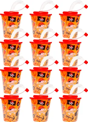 Obrázok produktu pre 12er Set Kinder Trinkbecher Pirat im 3D-Design - 250ml