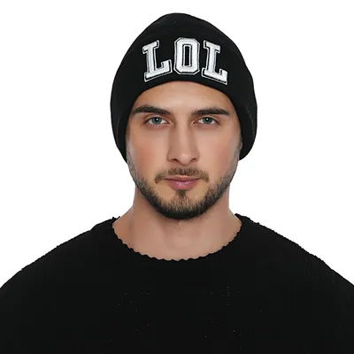 Produktbild von DonDon Herren stylische schwarze Mütze Winter Beanie LOL