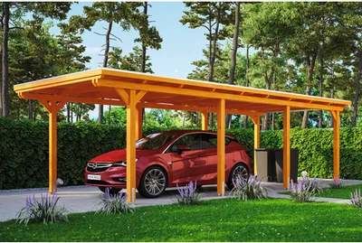Produktbild von Einzelcarport SKAN HOLZ Emsland inkl. Pfostenanker 354 x 846 cm eiche hell