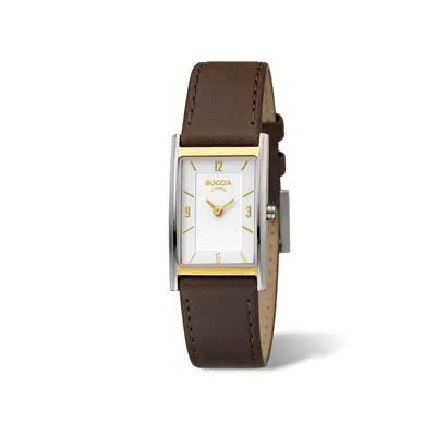 Produktbild von Boccia Damen Armbanduhr Style 3212-06 Reintitan bicolor mit Lederband braun