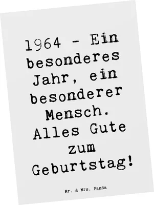 Produktbild von Mr. & Mrs. Panda Postkarte Spruch 1964 Geburtstag - Weiß - Geschenk, Geburtstagskind, Happy Birthday, unvergesslich, Fotokarte, bildkarte, Grußkarte, Glückwunsch, Alter