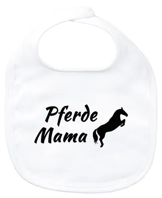 Produktbild von Huuraa Baby Lätzchen Pferdemama Silhouette White Klettverschluss  Baumwolle Latz Geschenkidee