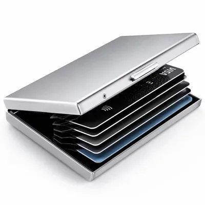 Produktbild von Kreditkartenetui RFID Aluminium Slim Wallet Kartenetui Herren H0124, Silber