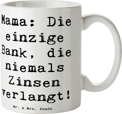 Produktbild von Mr. & Mrs. Panda Kaffeetasse Spruch Mutter Bank - Weiß - Geschenk, Pott, cappuccinotasse, Mutterliebe, Weihnachten, Geschenke, Geschenktasse, Muttertag, Teetasse, Liebe