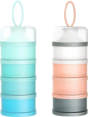 Produktbild von 4-lagiger Milchpulverdispenser, Milchpulver-Portioneerder für Säuglingsnahrung, tragbarer Milchpulver-Portioneerder, Milchpulverbox, Milchpulverdispenser (2 Stück, BPA-frei) (D)