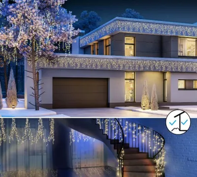 Productafbeelding van Lichtgordijn 200 LED Kerstdeco Warmwit 10 Meter