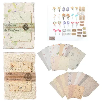 Productafbeelding van Scrapbook Decoratiepapier Set - Met bloemenstickers voor journaling en doe-het-zelf projecten - 3 sets met retro design voor fotoalbums en notitieboekjes