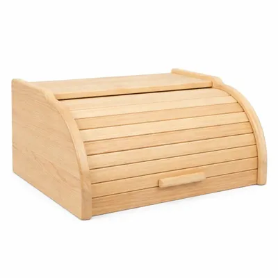 Produktbild von Brotkasten Holz Natur Groß 38x28x18 cm – Traditioneller Rollbrotkasten mit Rolldeckel – Retro Brotbox Küche – Holz-Brotbehälter hält Brot länger frisc