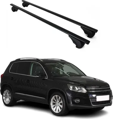 Zdjęcie produktu dla Poprzeczne relingi dachowe do VW Tiguan 2007–2016, kolor czarny