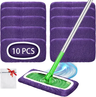 Imagen del producto de Paños de microfibra para limpieza de suelos, 10 unidades, lavables, para uso húmedo y seco, ideales para la limpieza de suelos