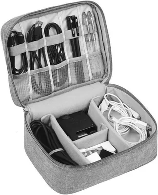 Produktbild von Famanu Elektronik Organizer Grau - Universelle Tasche für Kabel, Adapter und kleine Gadgets