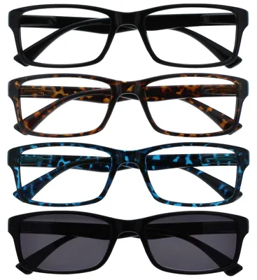 Produktbild von OPULIZE Die Lesebrille Unternehmen Schwarz Braun Blau Leser Mit Schwarz Sonne Leser Wert 4er-Pack Herren Damen RRRS92-1231 +1,00