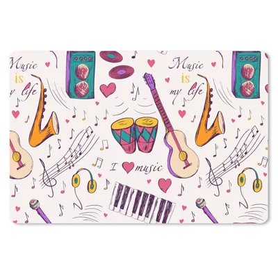 Produktbild von MuchoWow® Schreibtischunterlage Musik - Instrumente - Zitate 60x40 cm - XXL Mauspad - Großes Mauspad