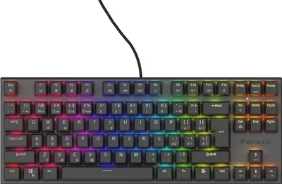 Immagine prodotto di Tastiera da gioco silenziosa Genesis THOR 303/TKL/RGB/Outemu Peach/Wireless USB/SK-SK layout/Nero