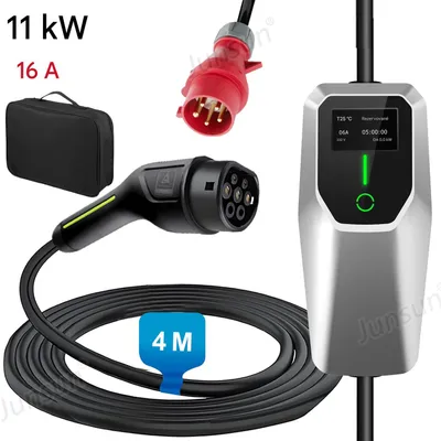Obrázok produktu pre Nabíjacia stanica pre elektromobily 16A EVSE EU nabíjací kábel pre elektromobily typu 2 prenosná nabíjačka 11KW nabíjačka pre elektromobily 4m