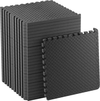 Produktbild von Famanu Gymnastikmatte Extra Dick 4 Stück - 615 x 615 cm - 2 cm Dick - Schwarz