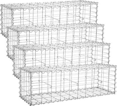 Obrázek produktu pro SONGMICS 4x gabion 100 x 30 x 30 cm pro opěrné zdi zahradní plot gabionová zeď kamenná zeď sloup pozinkovaný GGB433 (4 x GGB133)