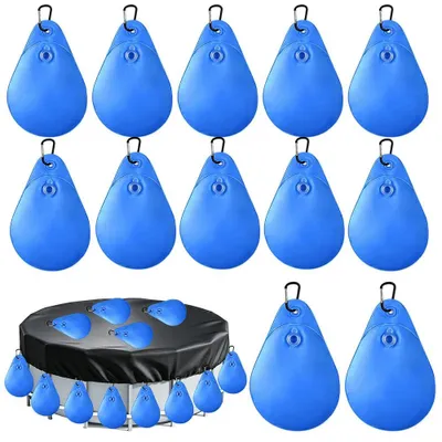 Imagen del producto de 12 pesos para cubiertas de piscina, con bolsas de agua y ganchos para piscinas