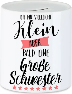 Produktbild von Ich Bin Vielleicht Klein Aber Bald Große Schwester Spardose Nachwuchs Schwangerschaft Geschenkidee