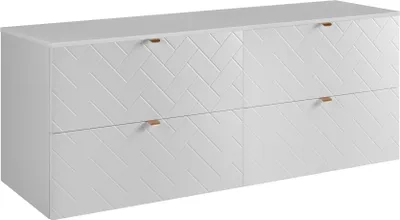 Obrázek produktu pro Koupelnová skříňka, bílá se zlatou rukojetí / s horní policí, 160 x 57 x 46 cm
