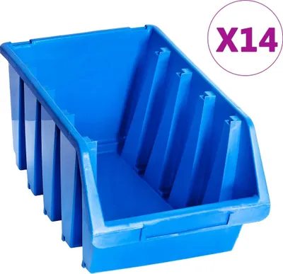 Obrázek produktu pro Stohovatelné úložné zásobníky 14 ks modré plast