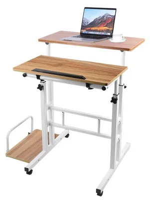 Image de Bureau assis-debout, réglable en hauteur de 67 à 96 cm, dimensions : 82 x 60 cm, modèle compact