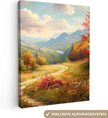 Produktbild von MuchoWow® - Leinwandbilder - Landschaft - Illustration - Natur, Wandbild, Wanddeko Bilder Wohnzimmer, 30x40 cm