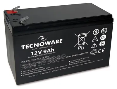 Productafbeelding van Tecnoware batterij voor UPS, 12V, 9Ah, met FASTON-connector van 6,3 mm