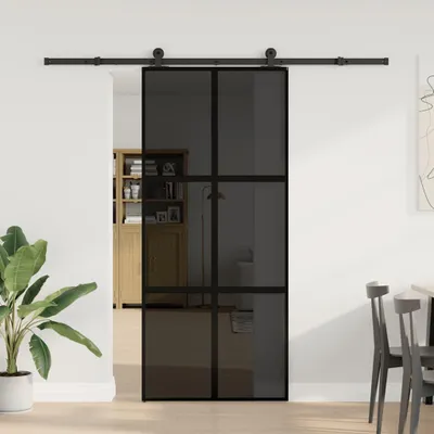 Zdjęcie produktu dla vidaXL Drzwi przesuwne z okuciem 90x205 cm szkło hartowane i aluminium