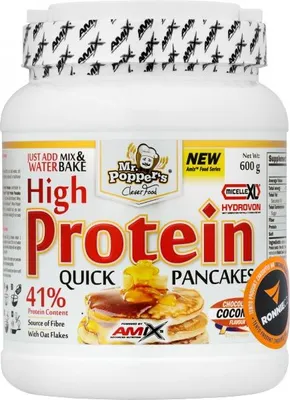 Imagen del producto de Panqueques altos en proteínas, 600 g, sabor chocolate y coco