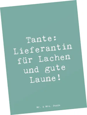 Produktbild von Mr. & Mrs. Panda Postkarte Spruch Tante Lieferantin - Meeresbrise - Geschenk, Nichte, Neffe, Gute Laune, Fotokarte, Jubiläen, Grußkarte, Freude, Ansichtskarte, Postkarten