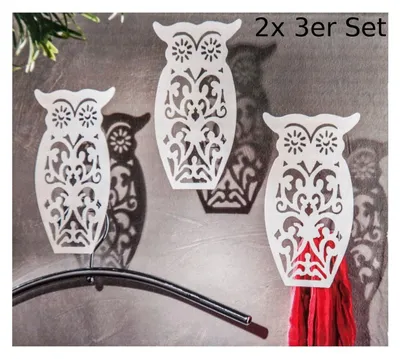 Image de 6x crochet de garde-robe hibou Patère Porte-manteau mural Barre à crochets