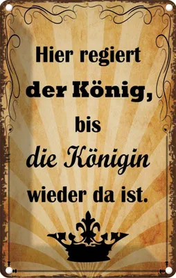 Produktbild von vianmo Blechschild 18x12 cm hier regiert König bis Königin Dekoration Spruch Zitat