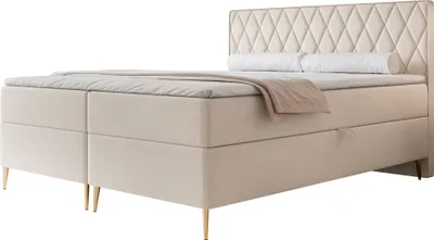 Produktbild von Selsey Caresso - Boxspringbett 140x200, Bonellmatratze, Topper, Chenille, creme