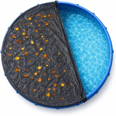 Produktbild von Poolabdeckung rund - extra dick 200 g/m² Plane - UV-resistente Solar Sommer & Winter Poolabdeckplane schwarz - Poolplane (320 – 366 cm (Ø 420 cm))