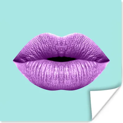 Produktbild von MuchoWow® Poster Lippen - Pastell - Lila 50x50 cm - Wohnzimmerdekoration