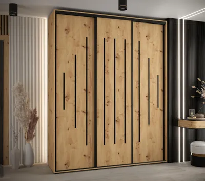 Produktbild von Kleiderschrank ASIRI 12 - 190/45 cm, Artisan-Eiche / Schwarz