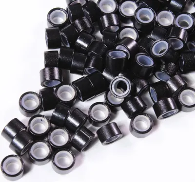 Produktbild von hair2heart Microringe mit Silikon für Echthaar Extensions Haarverlängerungen - schonende Befestigung in #1 Schwarz für 1g Microring Extensions Loops, I-Tips, Tressen (100 Stück)