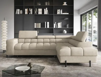 Produktbild von Ecksofa Couchgarnitur Ferucce – Modernes L-Sofa mit Schlaffunktion & verstellbaren Kopfstützen