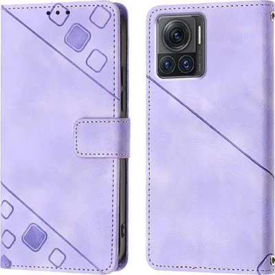 Produktbild von Hülle für Motorola Moto X30 Pro 5G Prägung Flip Leder Brieftasche Schutzhülle mit Ständer Lila
