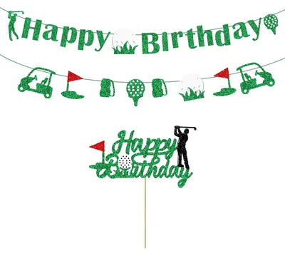 Golf-Vlag-Set mit Glitterkarte, 1 Stück, grün, 20x15 cm