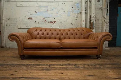 Productafbeelding van Klassieke Chesterfield leren bank, 3-zits, zitbanken, banken, gestoffeerd