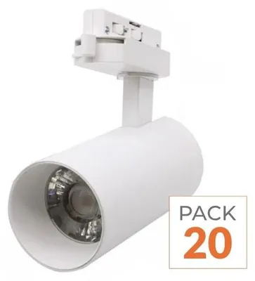 Produktbild von 20er-Pack – LED-Schienenstrahler, einphasig, CCT 20 W, 60°, Weiß – 3000 K/4000 K/6500 K