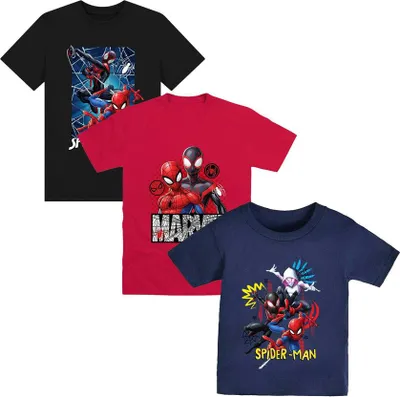 Produktbild von Spider-Man - T-Shirt für Kinder (3er-Pack) TC776 (116) (Schwarz/Rot/Dunkles Marineblau)