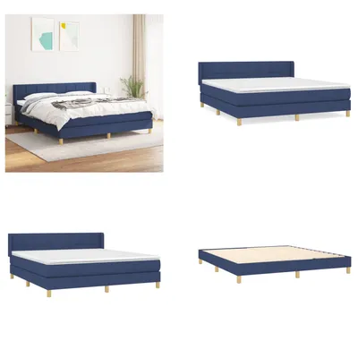 Produktbild von vidaXL Boxspringbett mit Matratze Blau 180x200 cm Stoff - Boxspringbett - Boxspringbetten - Bett - Schlafzimmermöbel