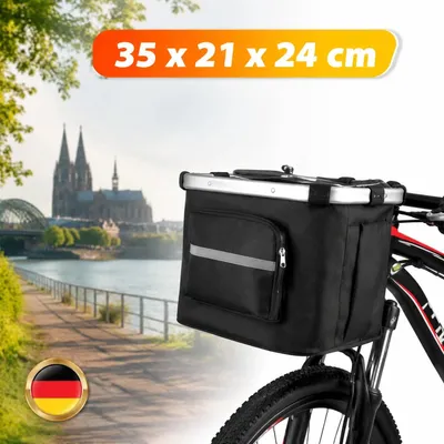 Immagine prodotto di Cestino per bicicletta, pieghevole, da montare sul manubrio anteriore, con sistema di fissaggio rapido, borsa per la spesa, removibile