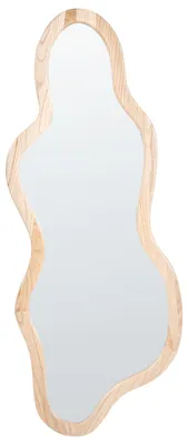 Produktbild von BELIANI Wandspiegel Hellbraun Paulowniaholz Rahmen Asymmetrisch Unregelmäßig Modernes Design Dekospiegel