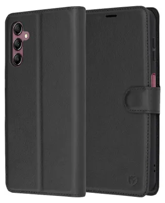 Produktbild von Techsuit Leder Folio Book Wallet Klapphülle für Samsung Galaxy A14 4G/5G - Schwarz