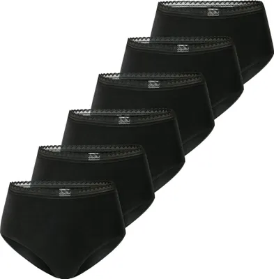 Produktbild von SCHIESSER Damen Midi-Slips, 6er Pack - 6Pack Midi, Stretch Baumwolle, uni Schwarz 3XL